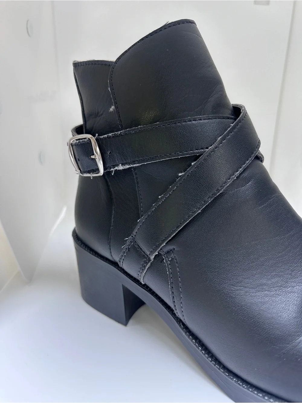 Vegetarian Shoes Chunky Heel Buckle Vegan Boots